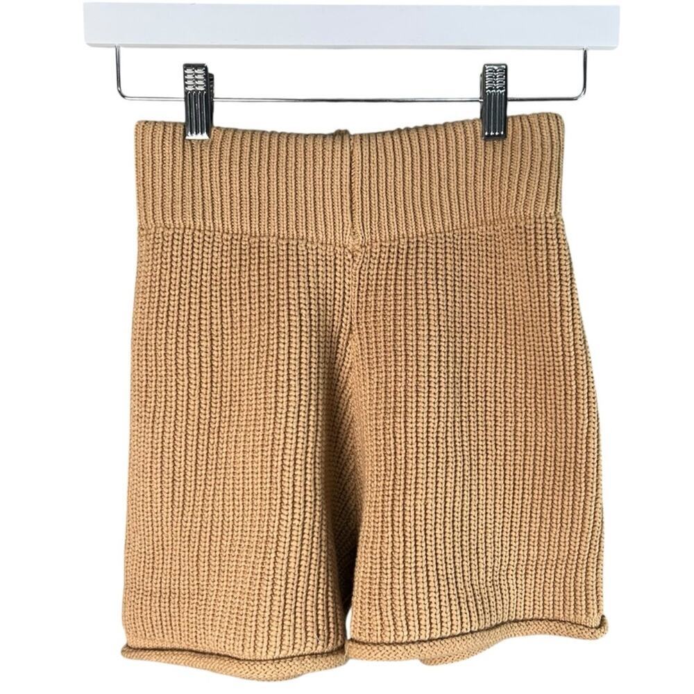 Zulu and Zephyr Tan Chunky Cotton Knit High Waisted Shorts Size US 2 NWT